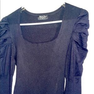 Black Ribbed Long Sleeve Top